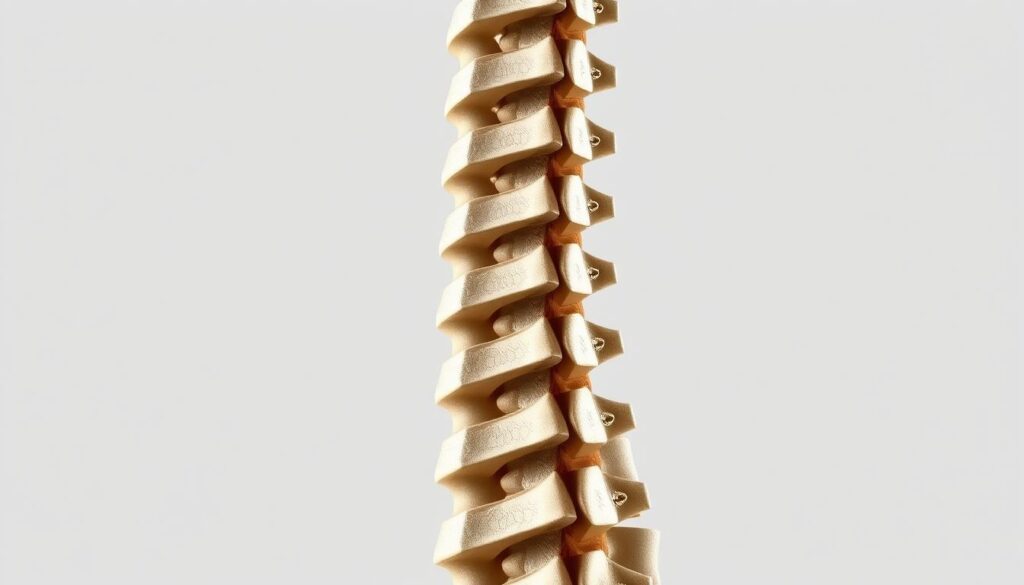 A detailed cross-section of a healthy human spine, showcasing the intricate vertebrae, discs, and supporting ligaments and muscles. The image is rendered with a clean, scientific aesthetic, using a neutral color palette and soft lighting to highlight the anatomical structures. The perspective is slightly elevated, providing a clear, unobstructed view of the spinal column. The background is minimalist, allowing the viewer to focus solely on the central subject. The overall mood is one of educational clarity and informative precision, suitable for illustrating the introductory section on healthy spinal anatomy.
